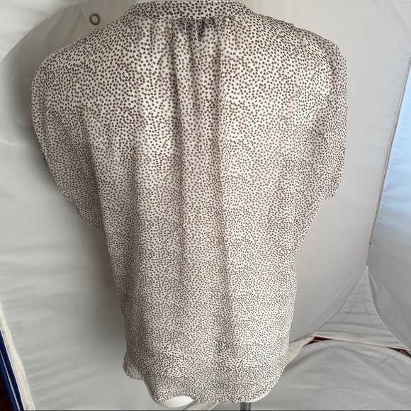 Hale Bob sheer v-neck button up blouse with tiny hearts - Picture 3 of 9